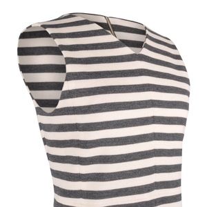 SOLD Chloe Dress Striped Charcoal and Vanilla A-Line Modern Size:32
